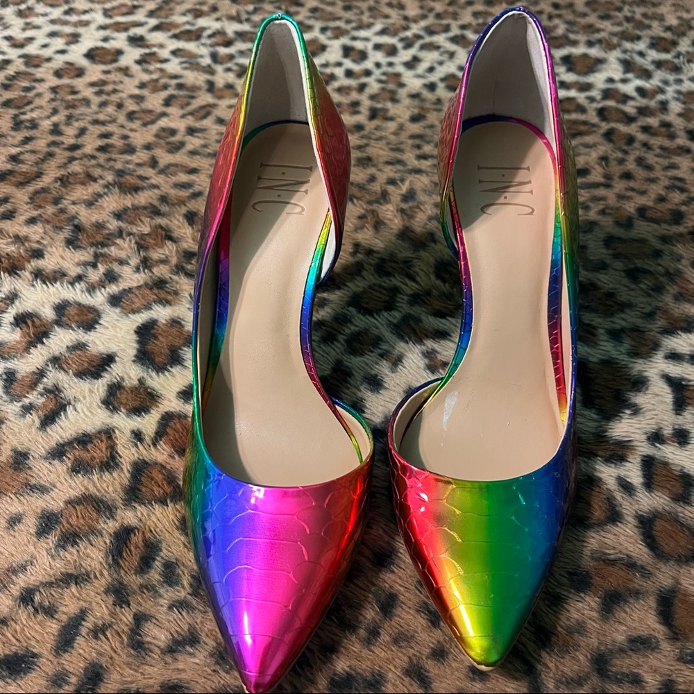 Rainbow colored high heels